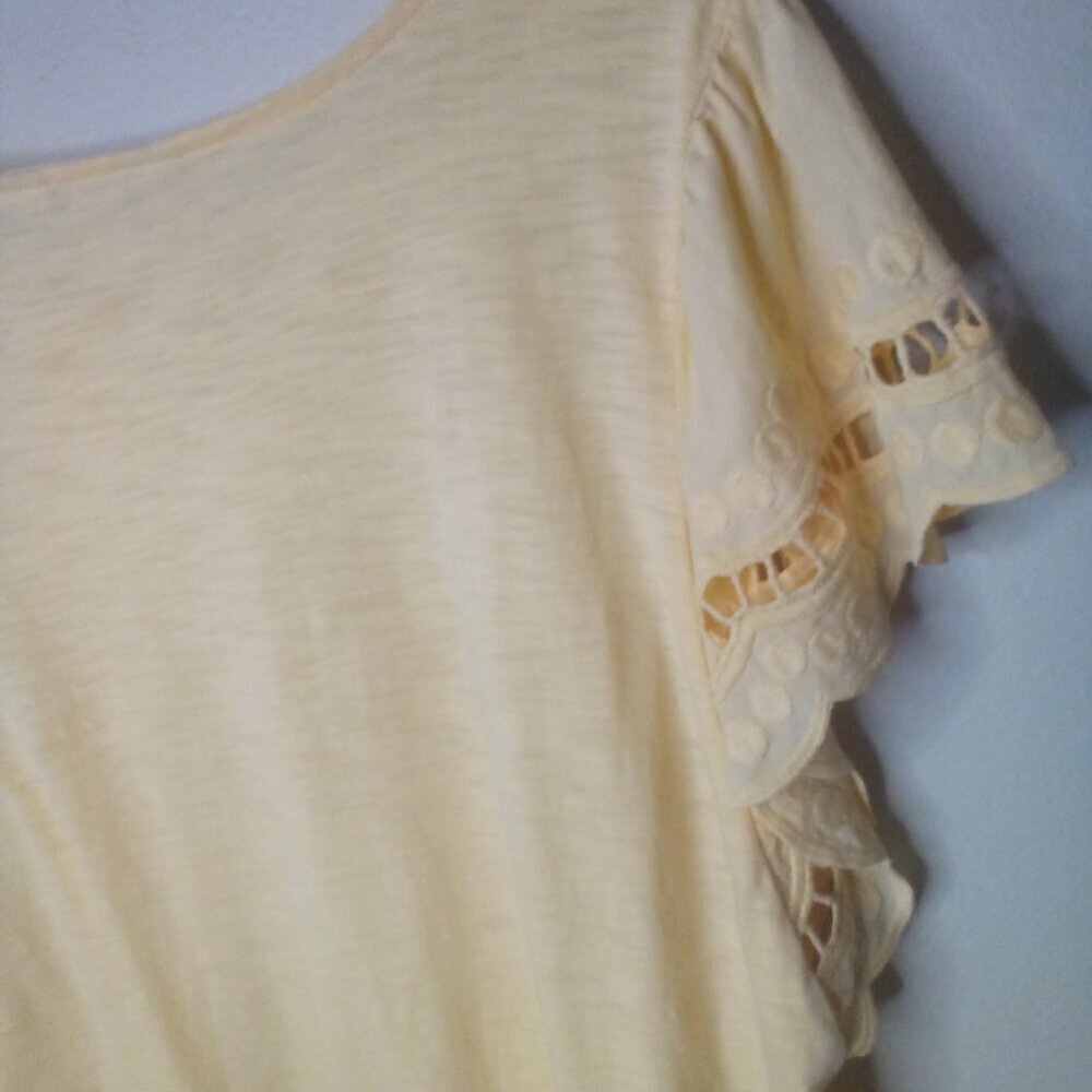 Liz Claiborne Shirt Women XL Eyelet Scallop Short Sleeve Peach Light Orange - Picture 13 of 15